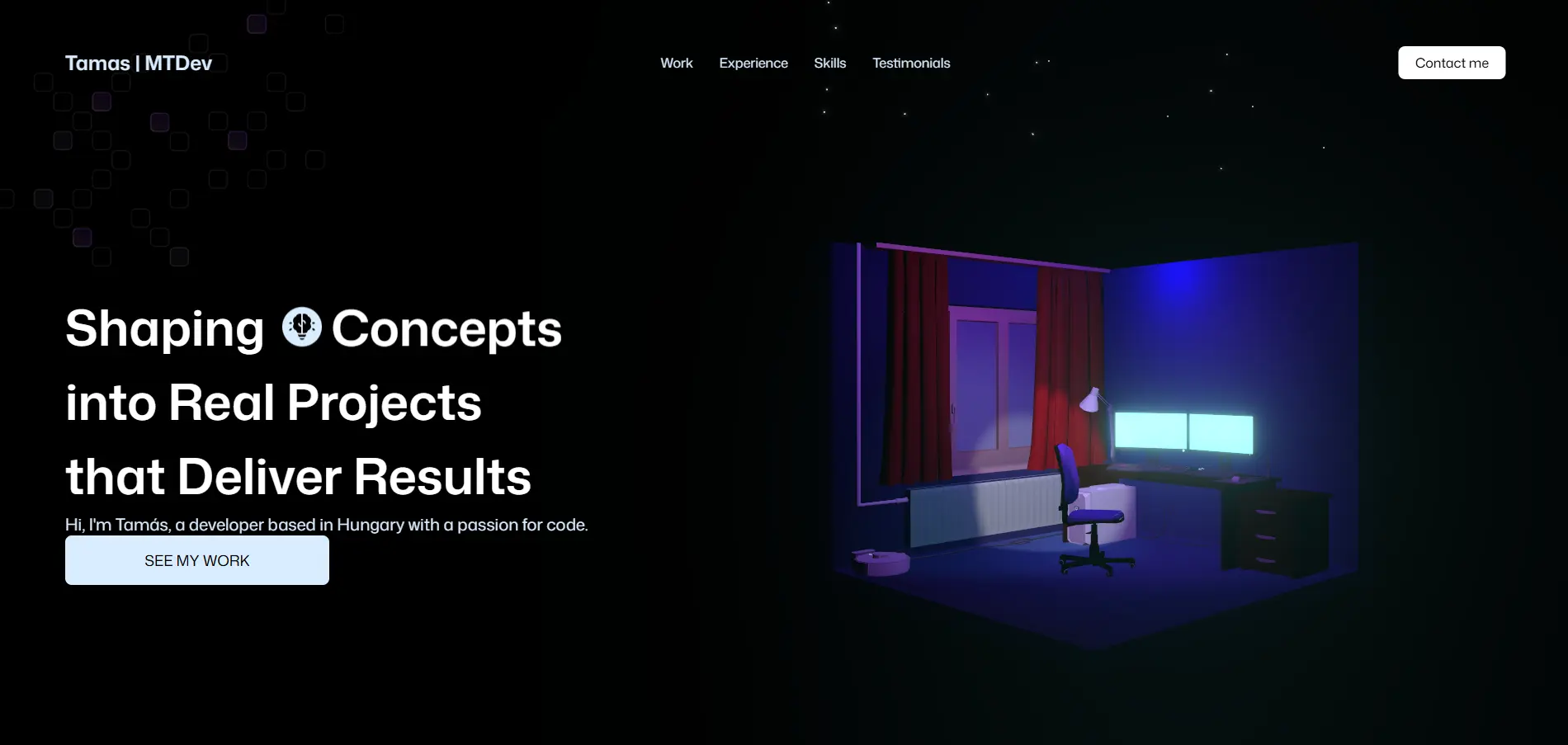 Weboldal készítés referencia - 3D portfolio oldal