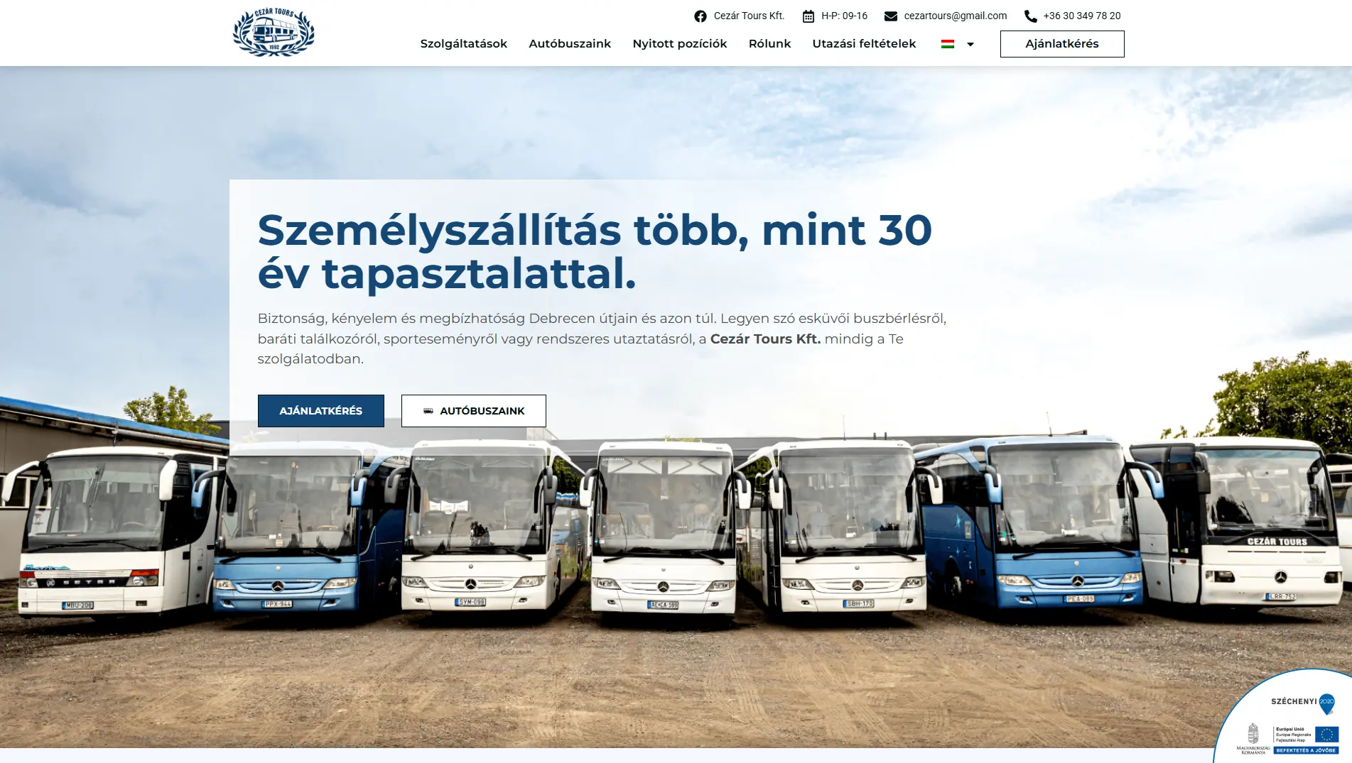 Weboldal készítés referencia - Cezár Tours Kft. oldala