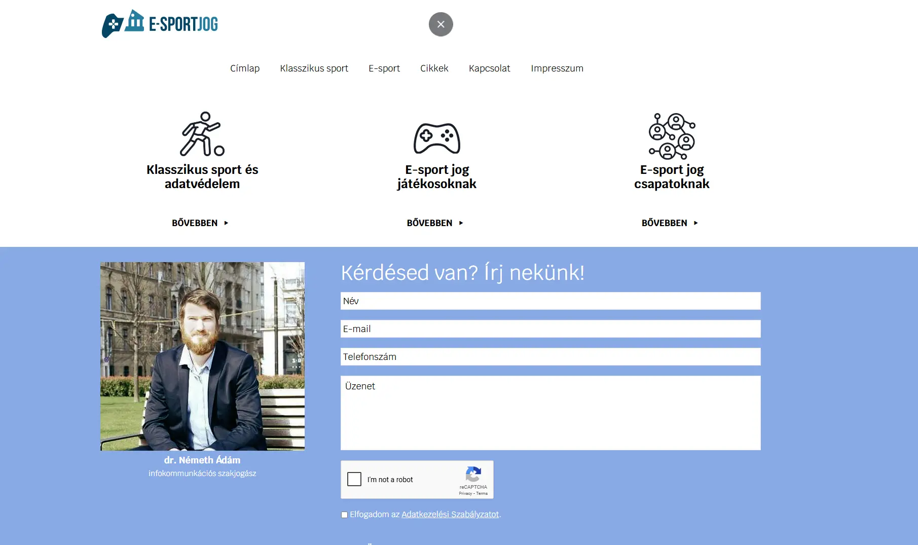 Weboldal készítés referencia - Dr. Németh Ádám Ügyvédi Iroda - Esport Jog