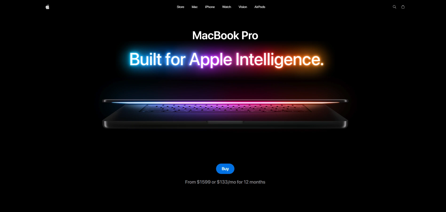 Weboldal készítés referencia - MacBook Pro Apple termék oldal