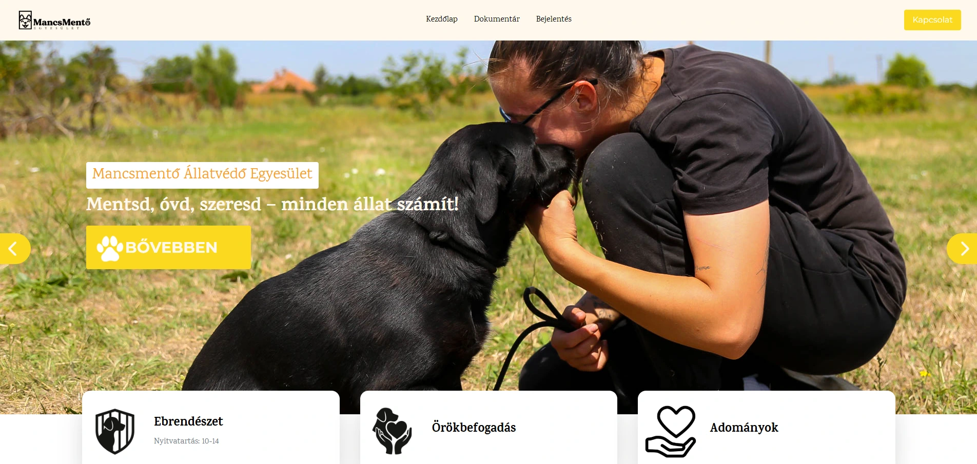 Weboldal készítés referencia - Mancsmentő Állatvédő Egyesület