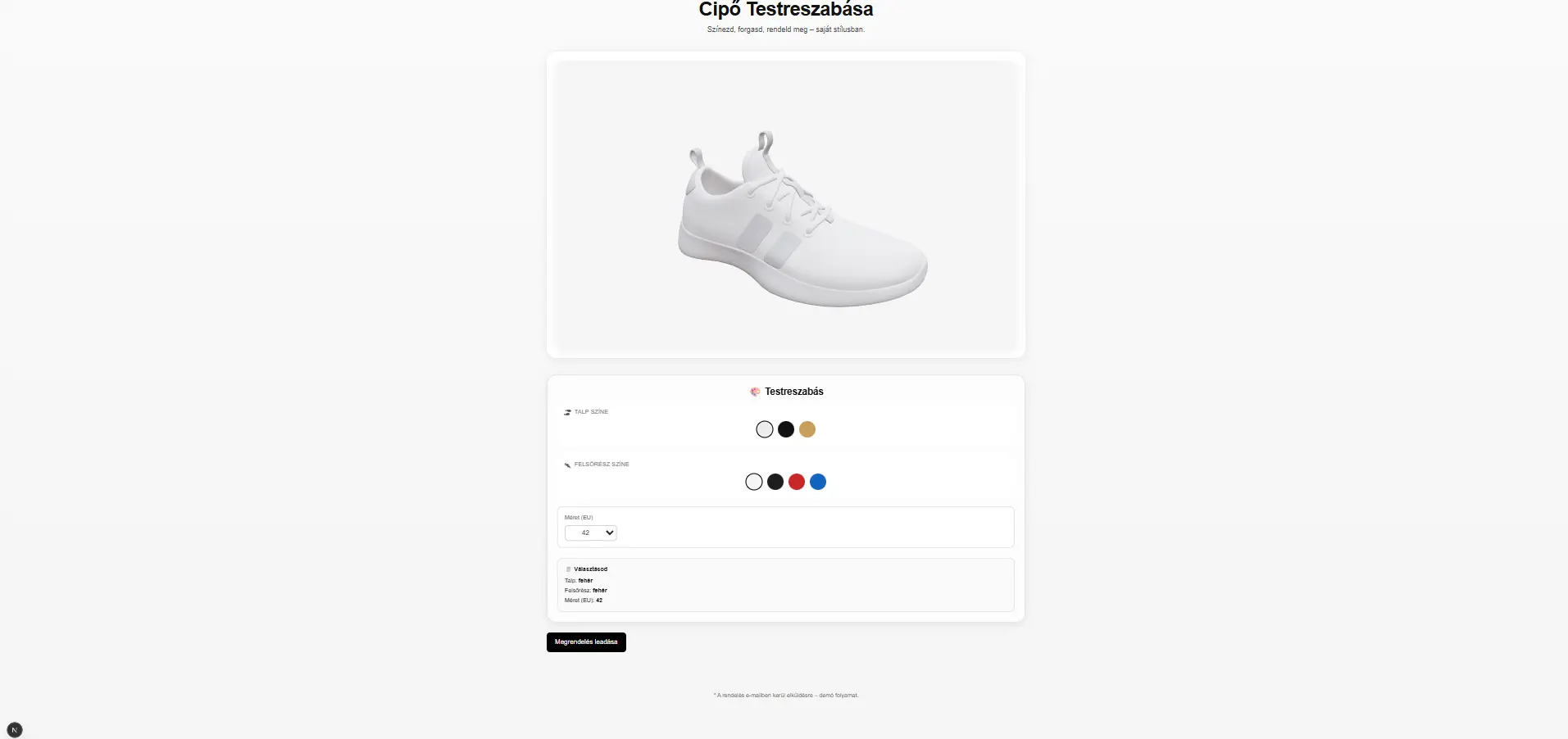 Weboldal készítés referencia - Shoecustomizer
