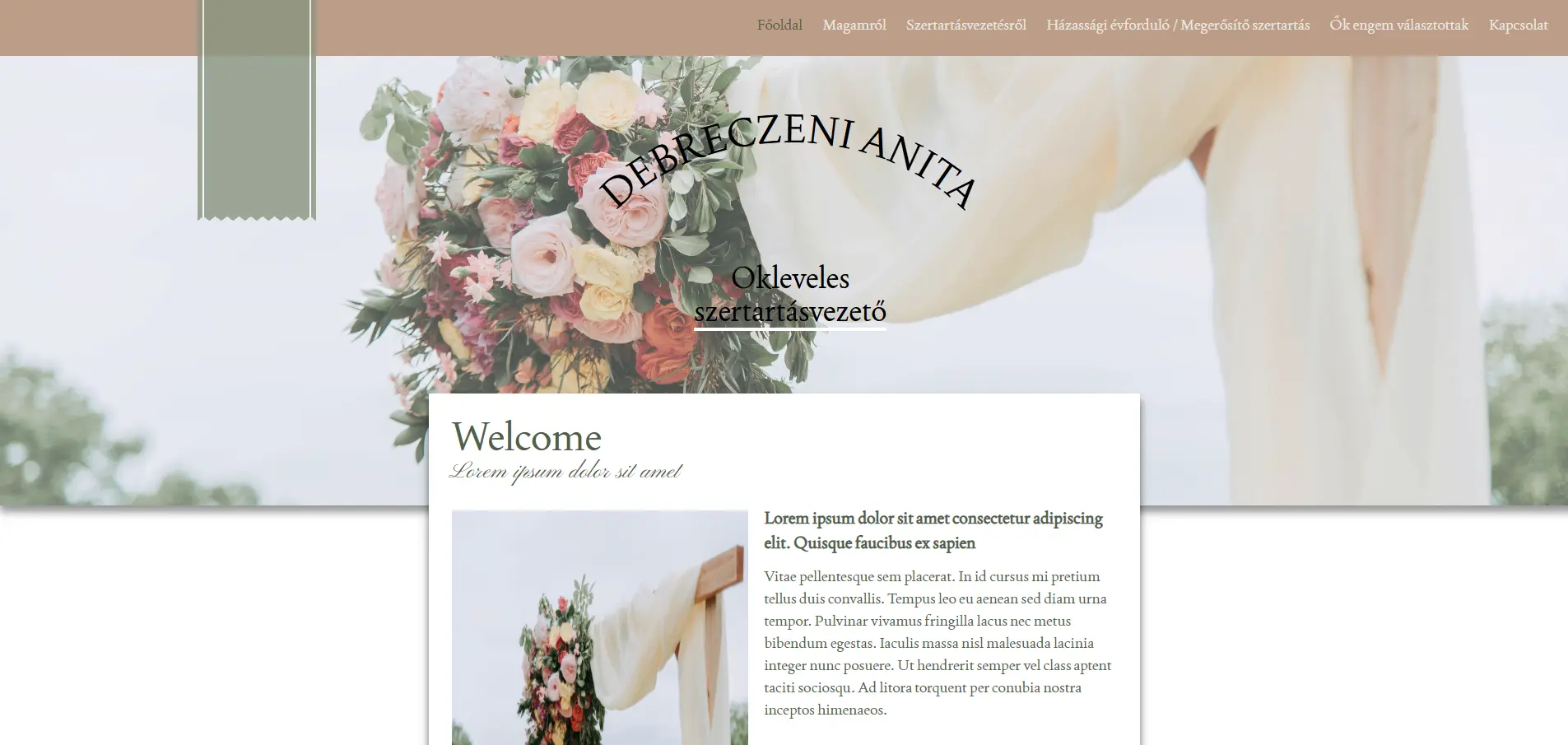 Weboldal készítés referencia - Debreczeni Anita szertartásvezető weboldala