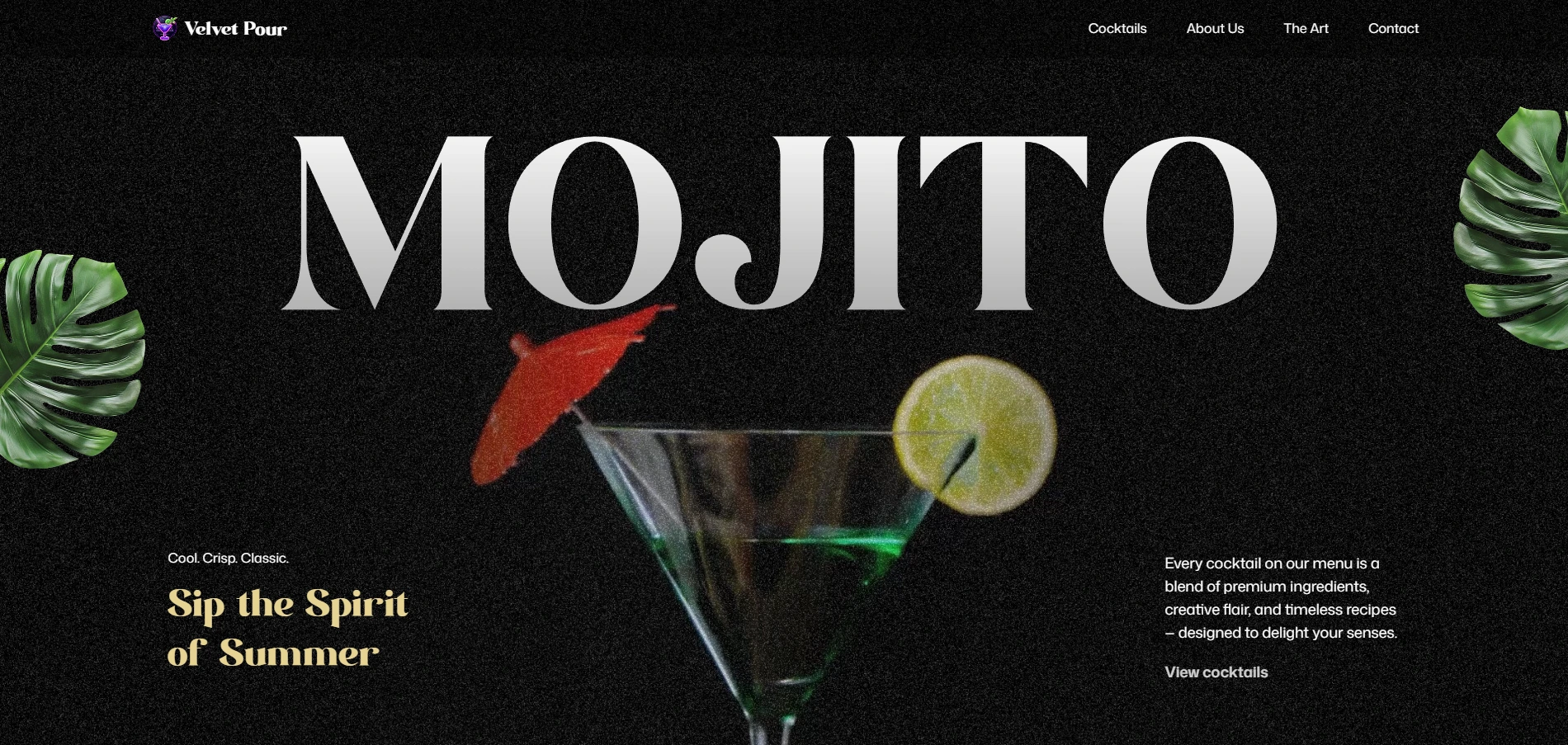 Weboldal készítés referencia - VelvetPour Mojito oldal